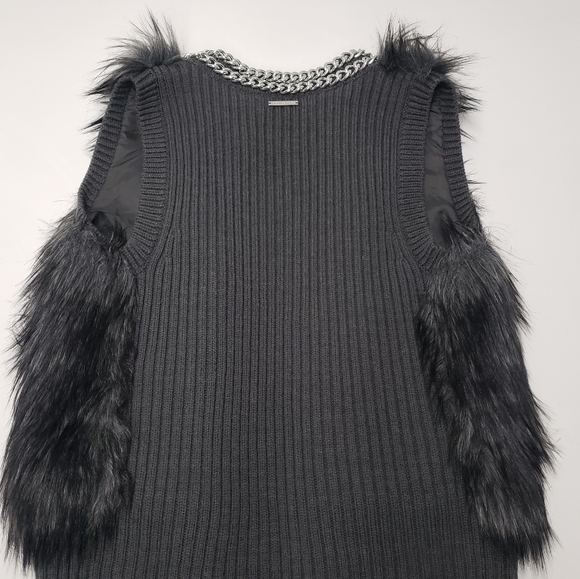 Michael Kors Faux Fur Grey Sweater Vest XS - Picture 2 of 2